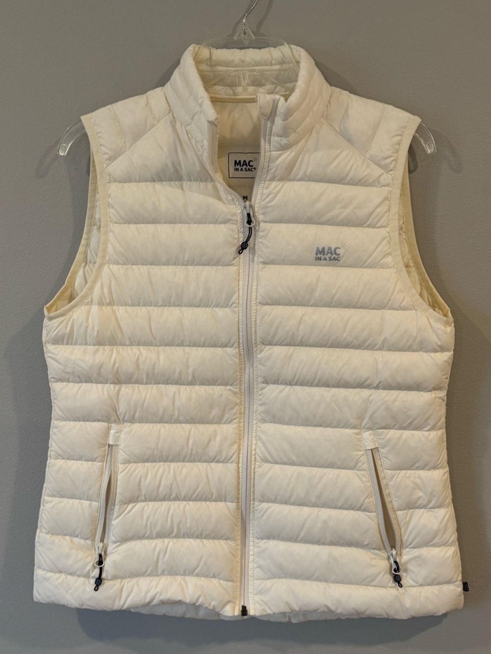 Mac in a Sac White Down Puffer Vest Packable Performance Size Medium